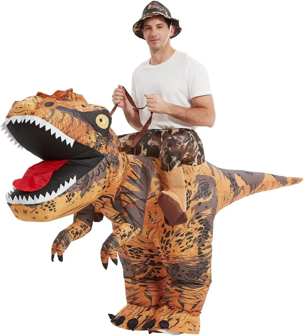 GOOSH Adult Inflatable Dinosaur (T-Rex) Costume Set - Vibrant, Breathable Fabric, Adjustable Waist, Secure Fit, Lightweight Flexible Outfit for Halloween, Birthday Party Cosplay, Inflatable Costumes