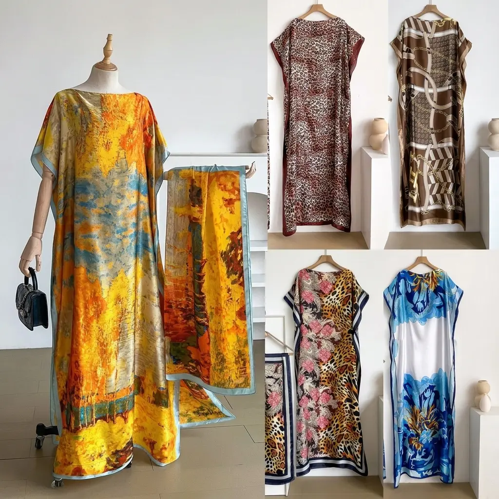 Dress for Women's Floral Print Long Dress  Scarf SetBoho Casual Shawl Dress Scarf Set for Beach Vacation Holiday Ladies Clothes for All Seasons