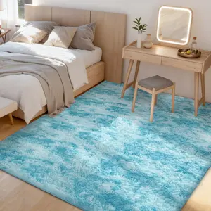 1PC Tie-Dye Fluffy Shaggy Area Rug, Ultra Soft Plush Faux Fur Floor Mat, Modern Non-Slip Decor Rug for Living Room Bedroom, Warm Thick Pile Carpet with Multiple Colors, Home Decor Must-Have