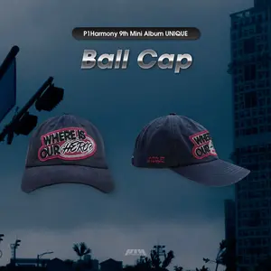 P1Harmony – UNIQUE Ball Cap [POP-UP Exclusive Official MD] | “WHERE IS OUR HERO?” Embroidered Patch Hat | Dark Navy Washed Cotton Baseball Cap | Adjustable One Size (56–64cm) | P1ece K-Pop Merch