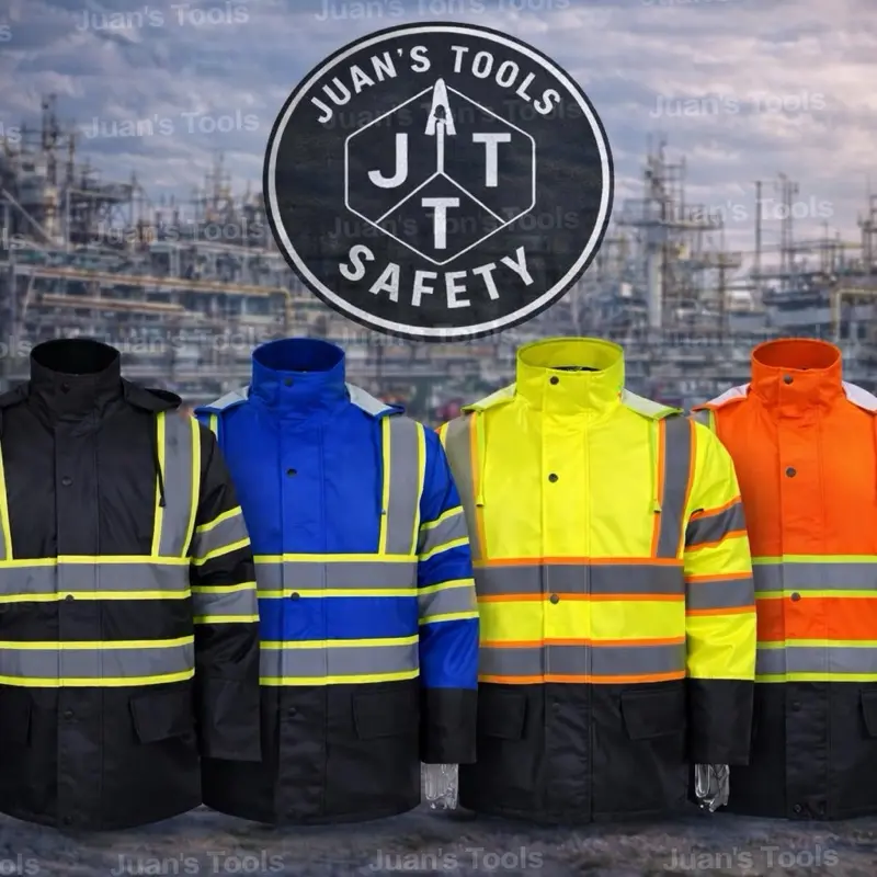 Work Safety Winter Hi-Vis Waterproof Fleece-Lined Rain Jacket with 300D Oxford Cloth, Reflective Strips, 1 Inner Pocket & Visibility Boost, Plus Safety Toe Boots for Home Improvement, Security Use, Outdoor Wear, Added Visibility