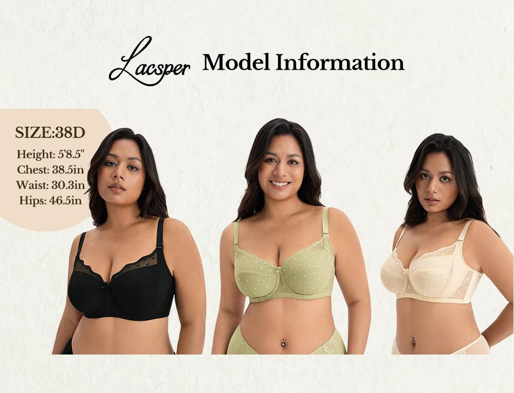 Lacsper Pebble minimizer Bra Polka Dot Lace Unlined Comfort Non Padded Full Coverage Plus Size Underwire Supportive Bra Womenswear Lacsper Pebble minimizer Bra Polka Dot Lace Unlined Comfort Non Padded Full Coverage Plus Size Underwire Supportive Bra Womenswear