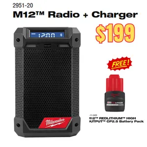 M12 Radio + Charger with Free CP2.5 Battery Pack