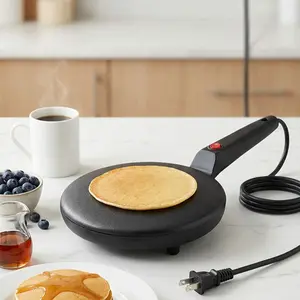 Multi-Function Pancake Maker, Non-Stick Crepe Maker & Crepe Machine - Non-Stick Heating Plate with LED Indicator Light, Easy to Clean, Compact Home Breakfast Machine