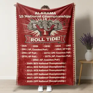 Funny Alabama Roll Tide Flannel Blanket Champion Honor List Blanket Best Birthday Gifts for 18 National Championships,Use for Sofa,beds,living Rooms, travel Picnic