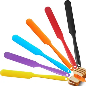 6 Pcs Silicone Jar Spatula Set – Long Handle, Heat-Resistant, Non-Stick Flexible Scrapers for Baking, Mixing & Spreading