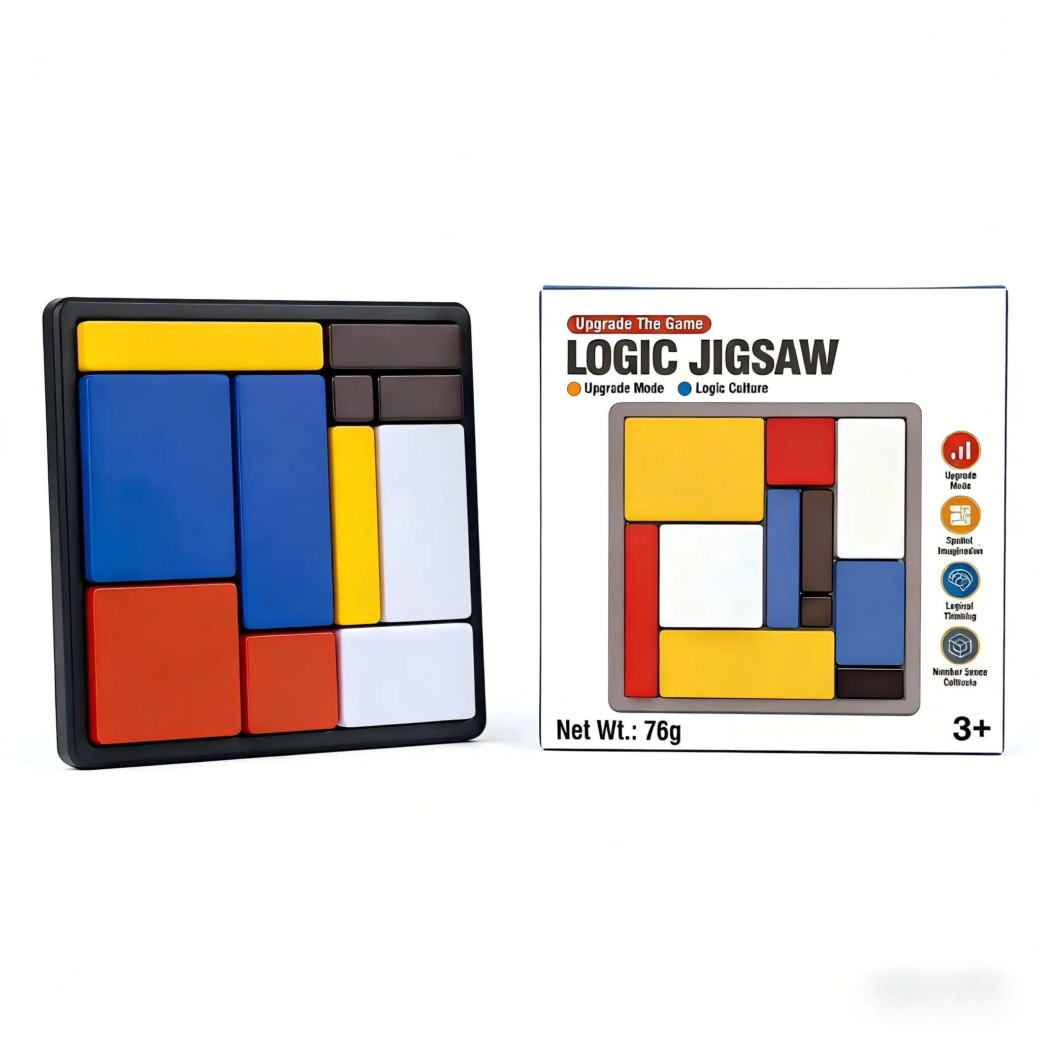 Sooshoom Plastic Logic Puzzle Brain Teaser Game - 88 Challenges, 4 Difficulty Levels, 11 Colorful Pieces, Compact Size, 5.51x5.51x0.79in, Portable Travel Set, Family Game Night, Kids' Development Screen-Free Gift for Restaurants Use
