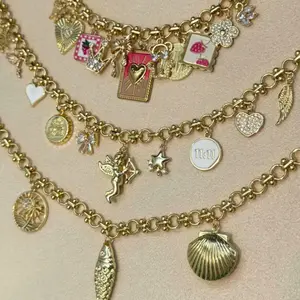 Chunky Ball n Chain - Custom Charm Necklace or Bracelet - 18k Gold Plated