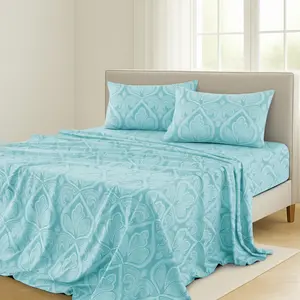 Lux Decor 4-Piece Paisley Bed Sheet Set - King Size Sheets with 16" Deep Pockets - Queen Size Polyester Sheet Set - Soft, Wrinkle Resistant, Hotel Luxury Bedsheet Set