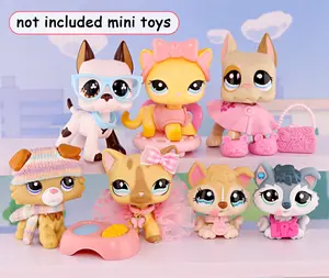 16 Pcs Mini Accessories Set for Mini Action Toy Pets Doll Clothing Set with Bobble-head,Include Collar Necklace Dress Glasses Food Hat Scarf Shoes Chair Bow(B49) Doll Clothing Set