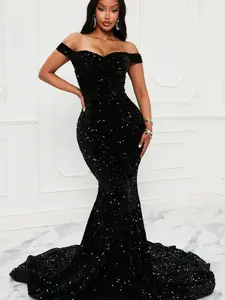 Alora Sequin Maxi Gown - Black