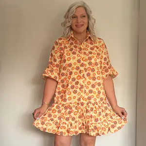 Bloom & Breeze Floral Mini Dress - Flirty Fresh Classic Collared Neckline Soft Puff Sleeves Ruffle Hem Lightweight Breathable Casual Fit for Brunch Weekend Plans