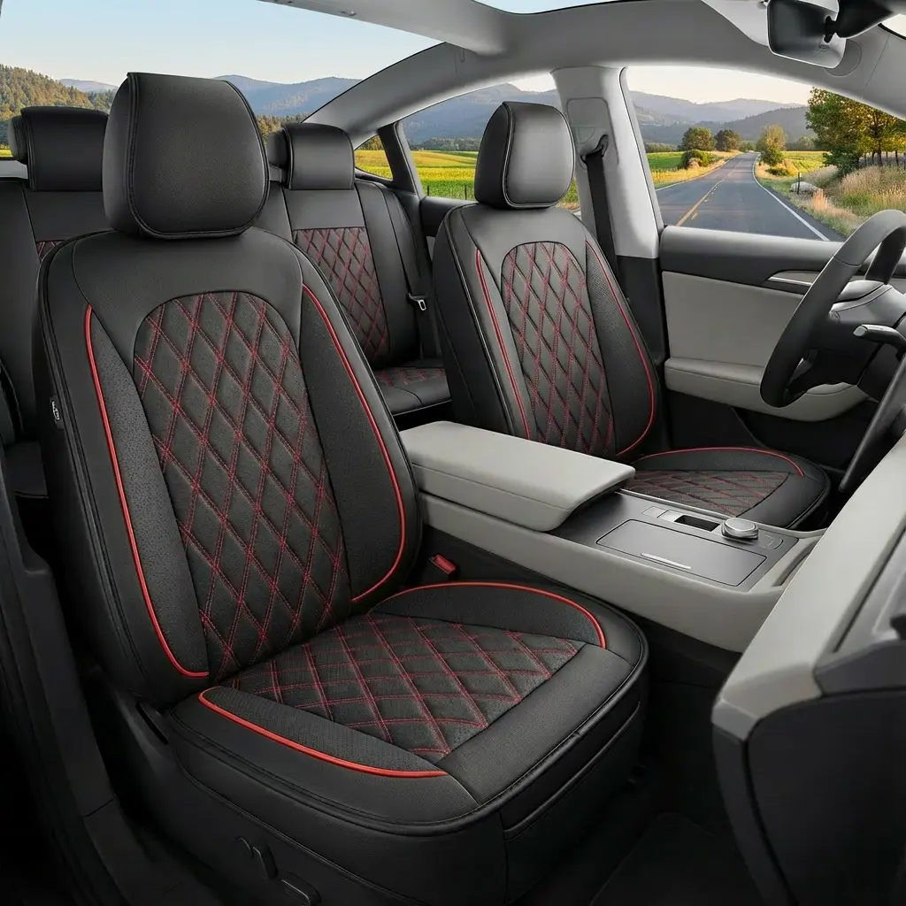 Faux Nappa Leather Luxury Waterproof Car Seat Covers - All-Season Cushion Fit for Honda Civic, Toyota Camry, Corolla, and More. Perfect for Sedans and SUVs with Front and Rear Protection - Enhanced Comfort and Style for Road Trips