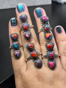 Pink Dahlia Triple Heart Ring