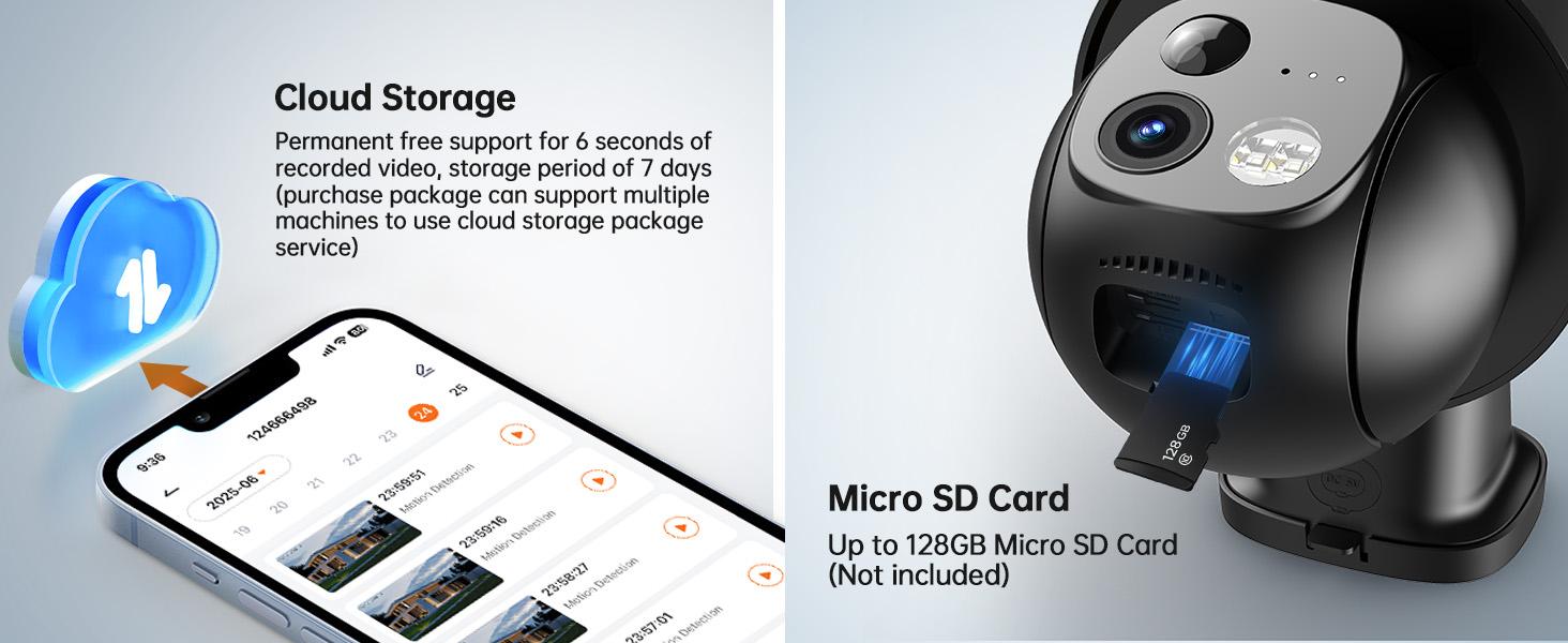 ZEEPORTE 2K WIFI  Security Cameras Wireless Outdoor-360° PTZ Cameras for Home Security with Solar Panel/Battery Powered, Night Vision, Two-Way Audio, PIR Sensor