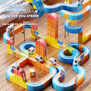 Gravity-Defying Magic Rail Track Set STEM Learning Gift Magic Rail Block Educational Building Set Flexible Race Track DIY Buildable train Set Electric Magnetic Track Car for Kids Easy Assembly Versatile Design Ideal for All Ages road sign traffic