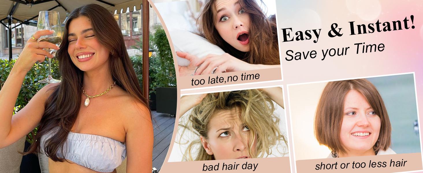 SummerVibes AISI HAIR Invisible Wire Hair Halo Extensions Long Straight Layered Synthetic with Transparent Adjustable Size 6 Secure Clips Hairpieces for Women 20 Inch Essential Tool Durable Sturdy Pre Cut Closure