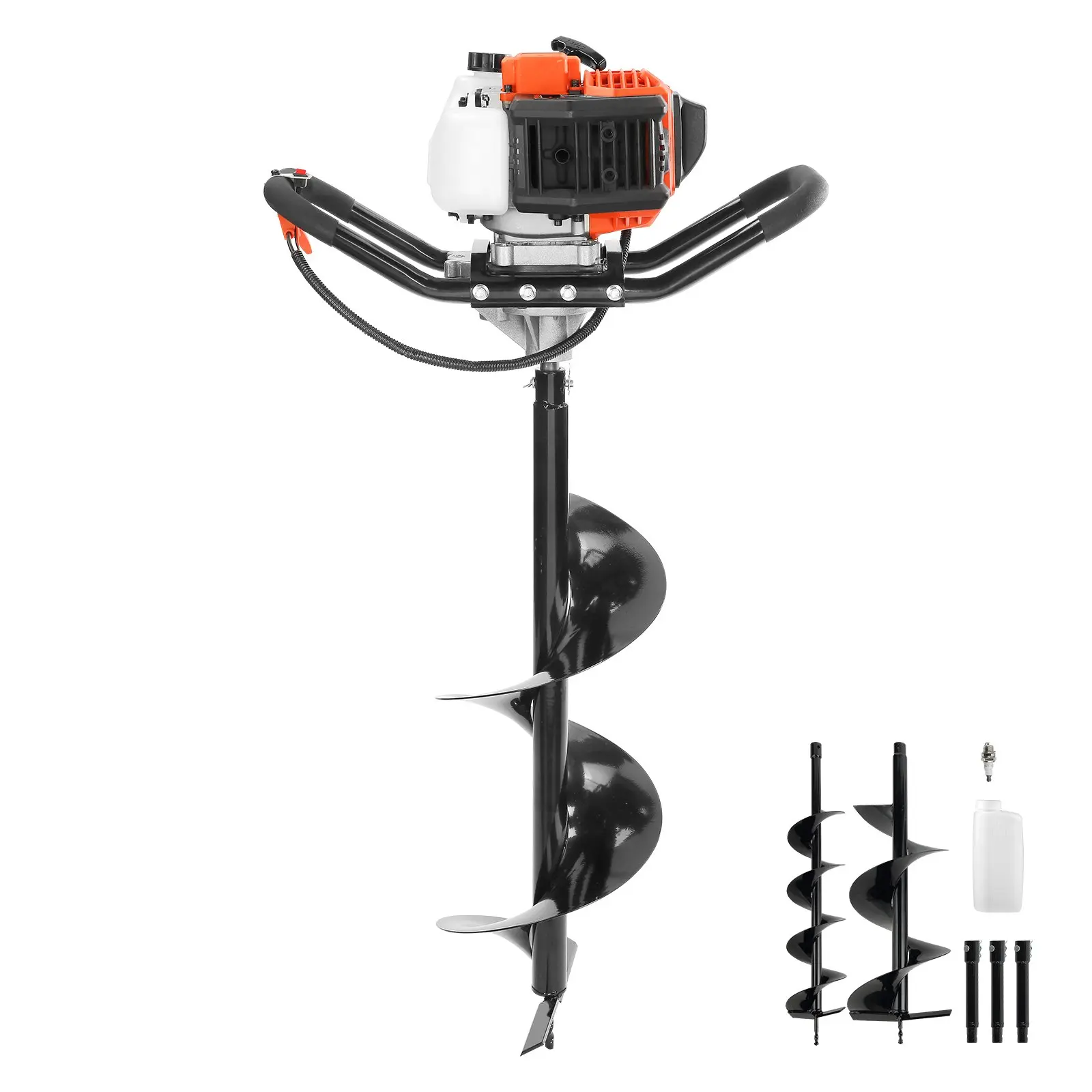【Summerfinds】VEVOR Post Hole Digger 52cc 1450W Auger Post Hole diggerGas Powered Earth Digger with Two Earth Auger Drill Bit 6" & 10" and 3 Extension Rodsfor FarmlandGarden and PlantEPA certification