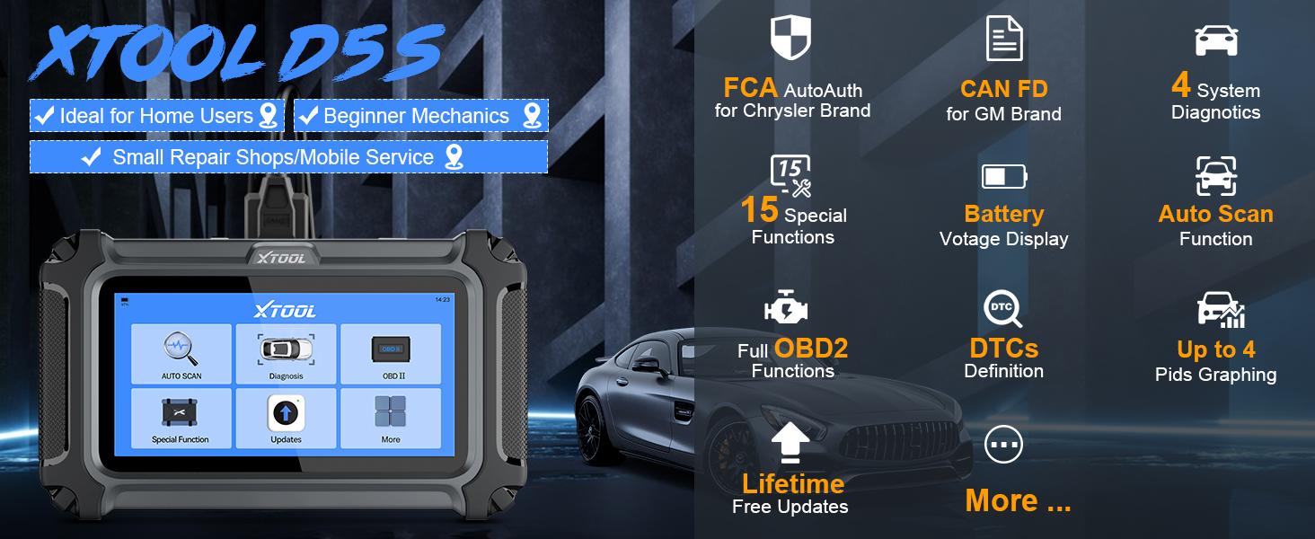 XTOOL D5S OBD2 Scanner Car Diagnostic Scan Tools for ABS/SRS/Engine/Transmission, 16 Reset Services, Free Lifetime Update, Code Reader for Cars & Trucks, Crank Sensor Relearn, FCA AutoAuth, CAN FD for Vehicle Springtok Automotive Alternator Tester