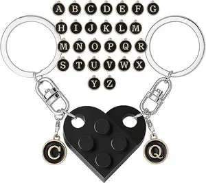Cute Heart Design Keychain,Includes 26 letter pendants,Geometric Decor Keychain for Men & Women, Gift for Birthday Party