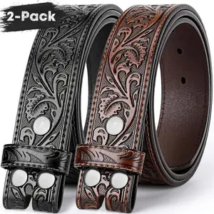 genuine leather Western belt strap for men & women-2-pack, no buckle