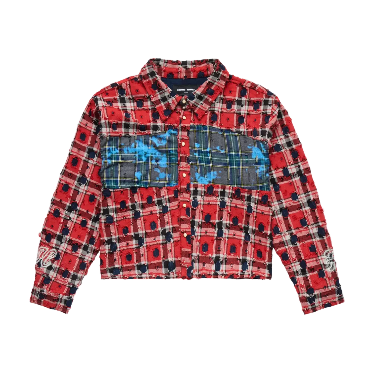 Homme Femme Wave Patchwork Flannel Red