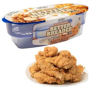 XL Original Better Breader Batter Bowl – All-in-One Mess-Free Breading Station Tool with Airtight Cover & Fork – Kitchen Utensils for Frying, Fish Fry, Meat & Vegetables – Season, Shake & Coat Tray for Fryer – Great for Parties – Made in USA