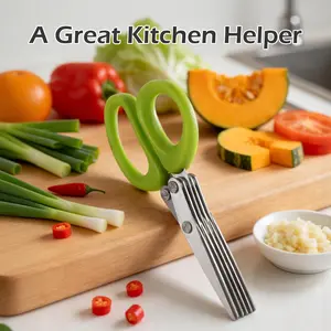 1 Count of five-layer coriander shears, herb shears, rust-proof five-edge kitchen shears, easy to clean with residue removal convenience Utensils Kitchenware adults gifts male gifts gifts for boyfriend