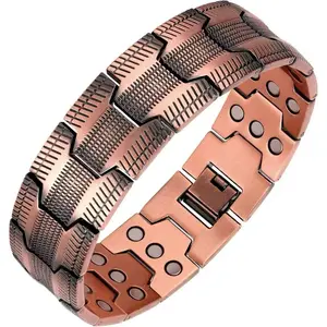 Men's 3500 Gauss Magnetic Bracelet + Free Pearl Cross Necklace, Neodymium Magnets Adjustable Copper Chain Rotating Crown, Trending Men's Wellness  2026 Gift men perfect family durable stylish  gift healing jewelry