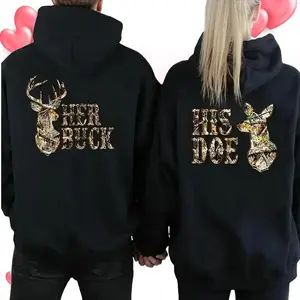 He Deer She Doe Hoodie Camouflage Hoodie Hunting Couple Hoodie Matching Deer and DOE Outdoor Couple Matching Hoodie Unisex Classic, Couple Style, Love Gift (1 Piece) for shirts man Album Grunge T-Shirt Graphic Casual American Short Sleeve