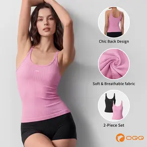OQQ Women's 2 Piece Sexy Ribbed Sleeveless U Neck Tank Tops Seamless Trendy Casual Style Soft And Stretchy Tops