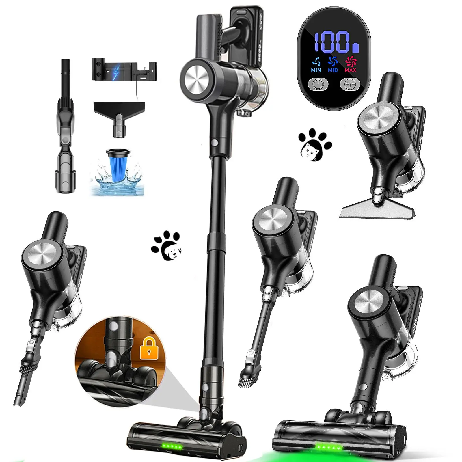 VICEASE Vacuum Cleaner, 500W, 55mins Runtime, Self-Standing, Wall Mount Charging, Stick Vacuum Cleaner for Hard Floor/Carpet/Pet Hair/Car summerwins,summerwins,dorm essentials,home essentials,back to school,back to school haul