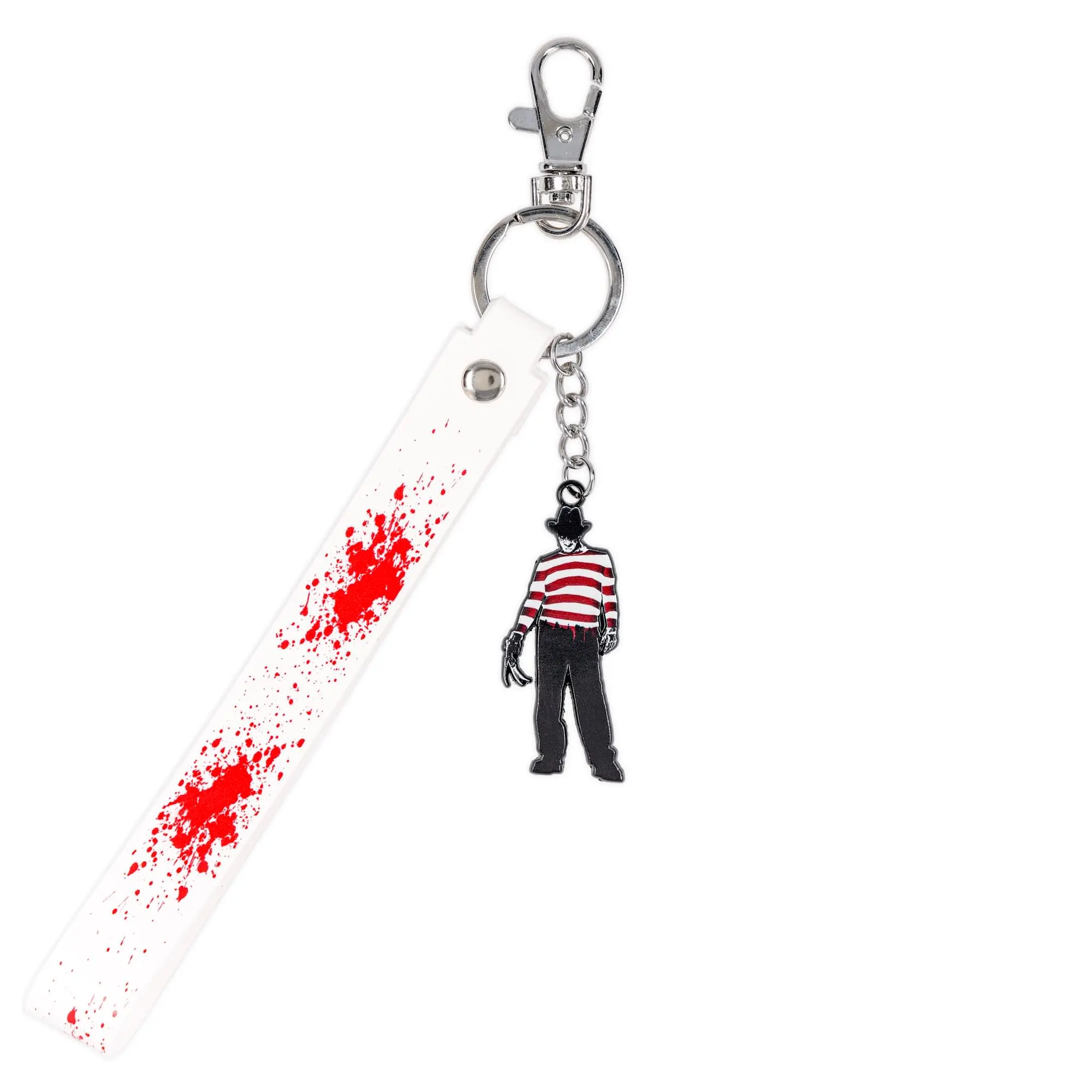 Freddy Krueger Enamel Material Keychain with Clip, Striped Lanyard Strap - A Nightmare On Elm Street Collectibles, Note: Choking Hazard Small Parts, Commemorative, Casual, Horror, Collector's Edition, Clip On