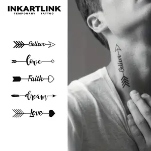 INKARTLINK magic tattoo 3 pieces, waterproof, semi-permanent, long-lasting, temporary, simple fake tattoo stickers, arrow tattoos expressing love, juice tattoos, party tattoos, artistic tattoos Faith Belief Dream