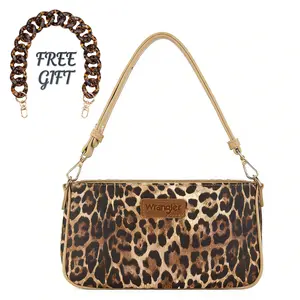 Wrangler Small Shoulder Bag Cute Leopard Hobo Tote Handbag with Chain Strap