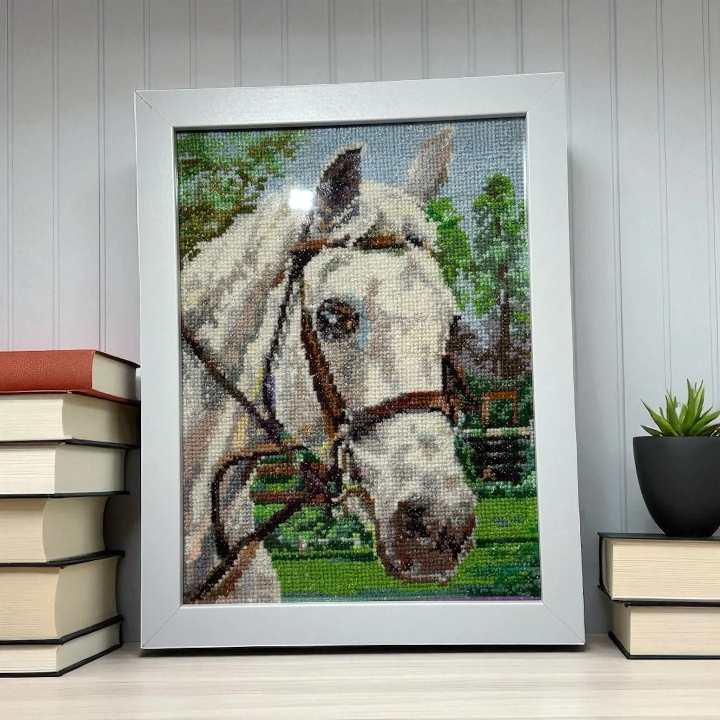 Embroidered picture "Horse at Home"