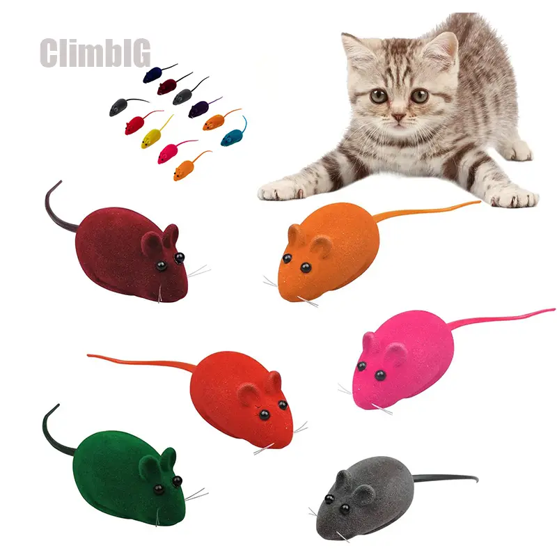 7PCS Cat Mouse Toys, Colorful Flocked Plush Mice Interactive Teaser Toys for Cats & Kittens, Realistic Small Mouse Pet Toys, Scratch & Bite Resistant Self Play Boredom Relief Cat Accessories, Indoor Cat Gift