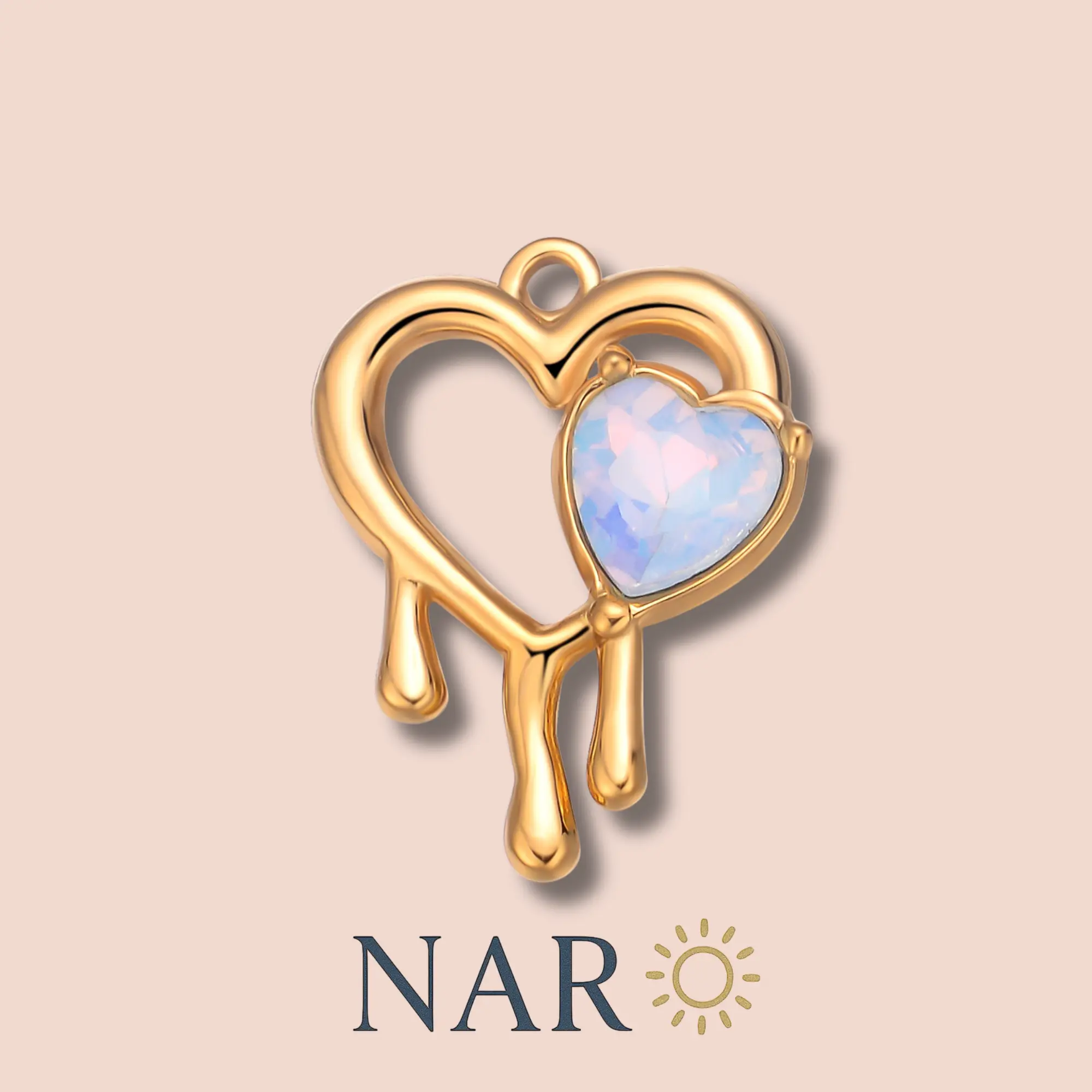 Drip Heart Opal Charm