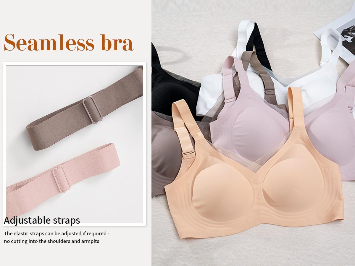 Werena Wireless Bras for Women Mesh Crossover Bras Seamless Full Coverage No Underwire Comfortable Supportive Everyday Bra with Adjustable Shoulder Straps & Extra Extender - Vneck