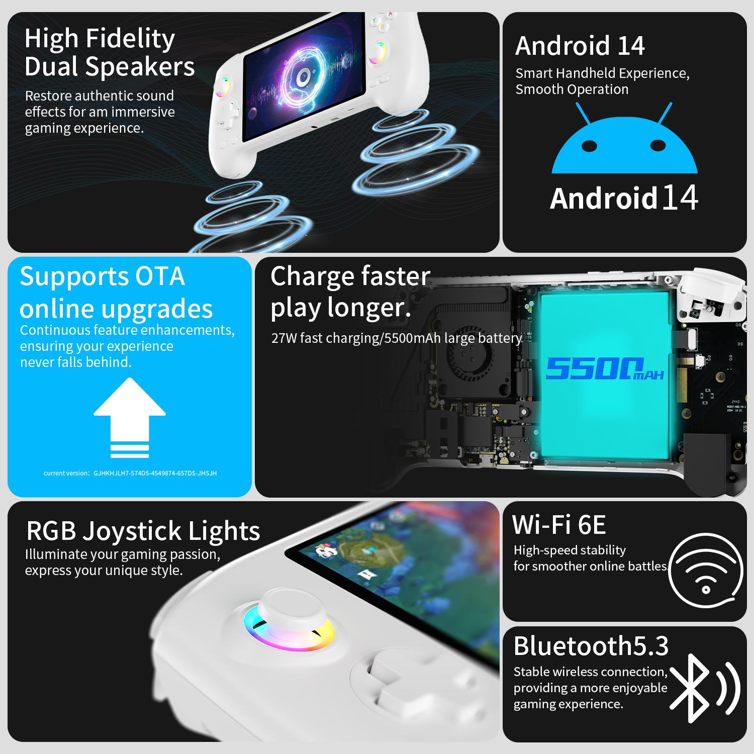 ANBERNIC RG557 Handheld Game Console 2025 NEW RG 557 5.48-inch AMOLED Screen Android 14 CPU Dimensity 8300 Processor