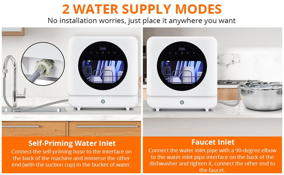 【GARVEE】Compact Countertop Dishwasher, Double Transparent Window Portable Countertop Dishwashers with 2 Water Inlet Methods, 162℉High Temperature and Air Drying Function Dishwasher for Kitchens and RVs
