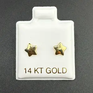 14k Gold Stars Earrings - 14 KT Gold Studs for Women