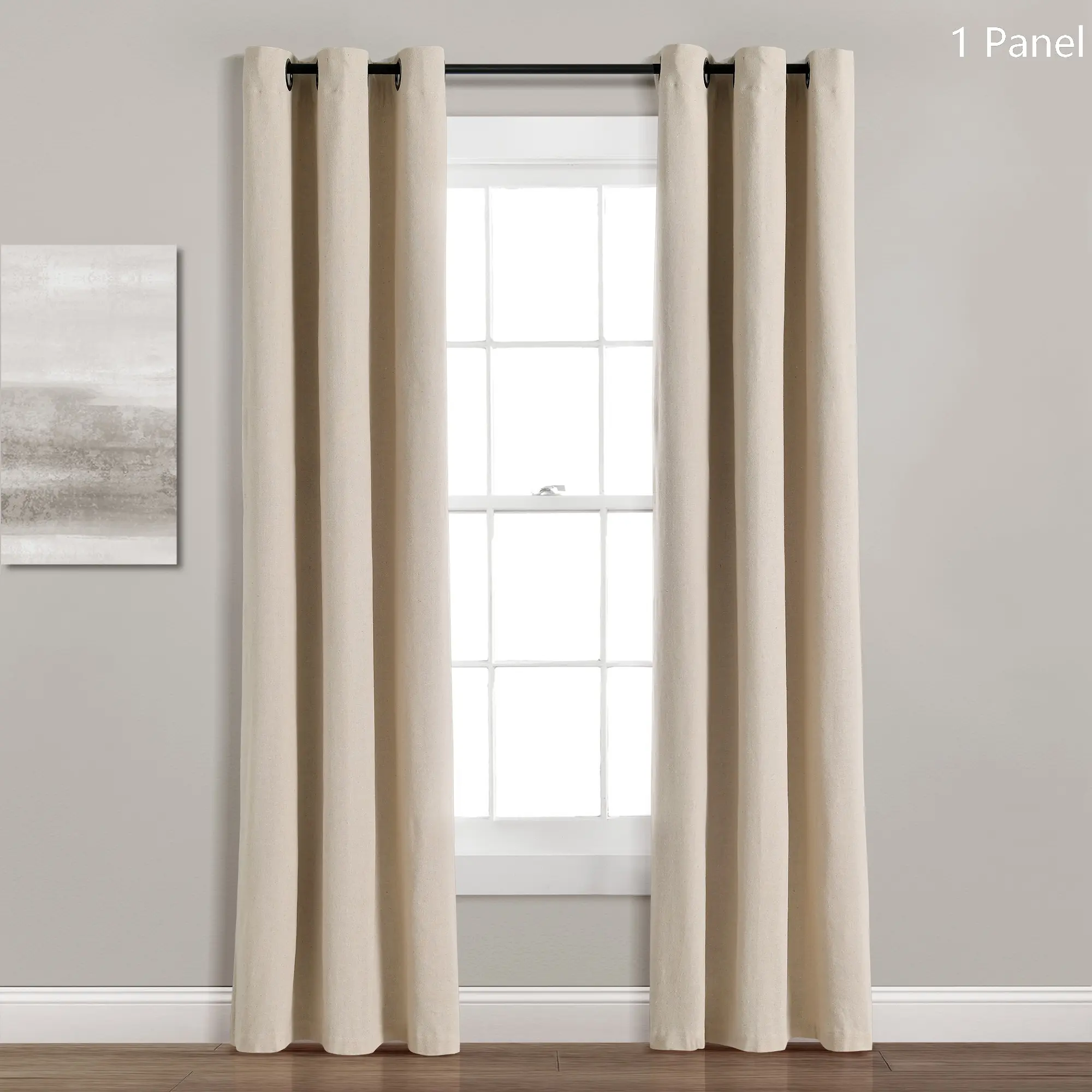 Lush Decor Insulated Grommet Blackout Faux Linen Window Drape (Single Panel, 38"W x 84"L) - Viscose, Energy Efficient, Privacy-Focused Household Textile, Farmhouse Small Window Grommets Curtains (Blacking Out, Sold Individually), Window Drapes