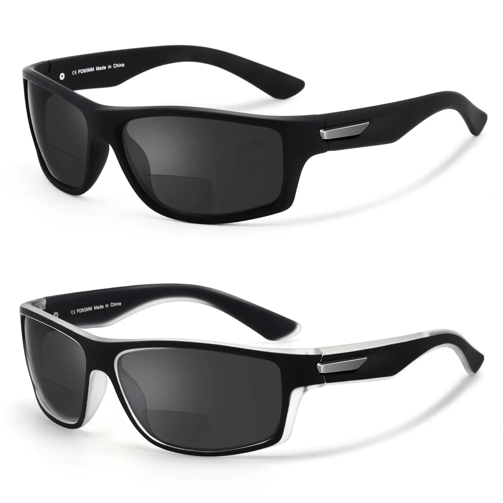 missfive 2-Pack Bifocal Wraparound Stylish Sunglasses - Biking Sunglasses, Outdoor Sports Eyewear with Bifocal Lenses, UV400 Protection, Hard Case, Pouch, Ergonomic Comfort for Driving, Outdoor Activities