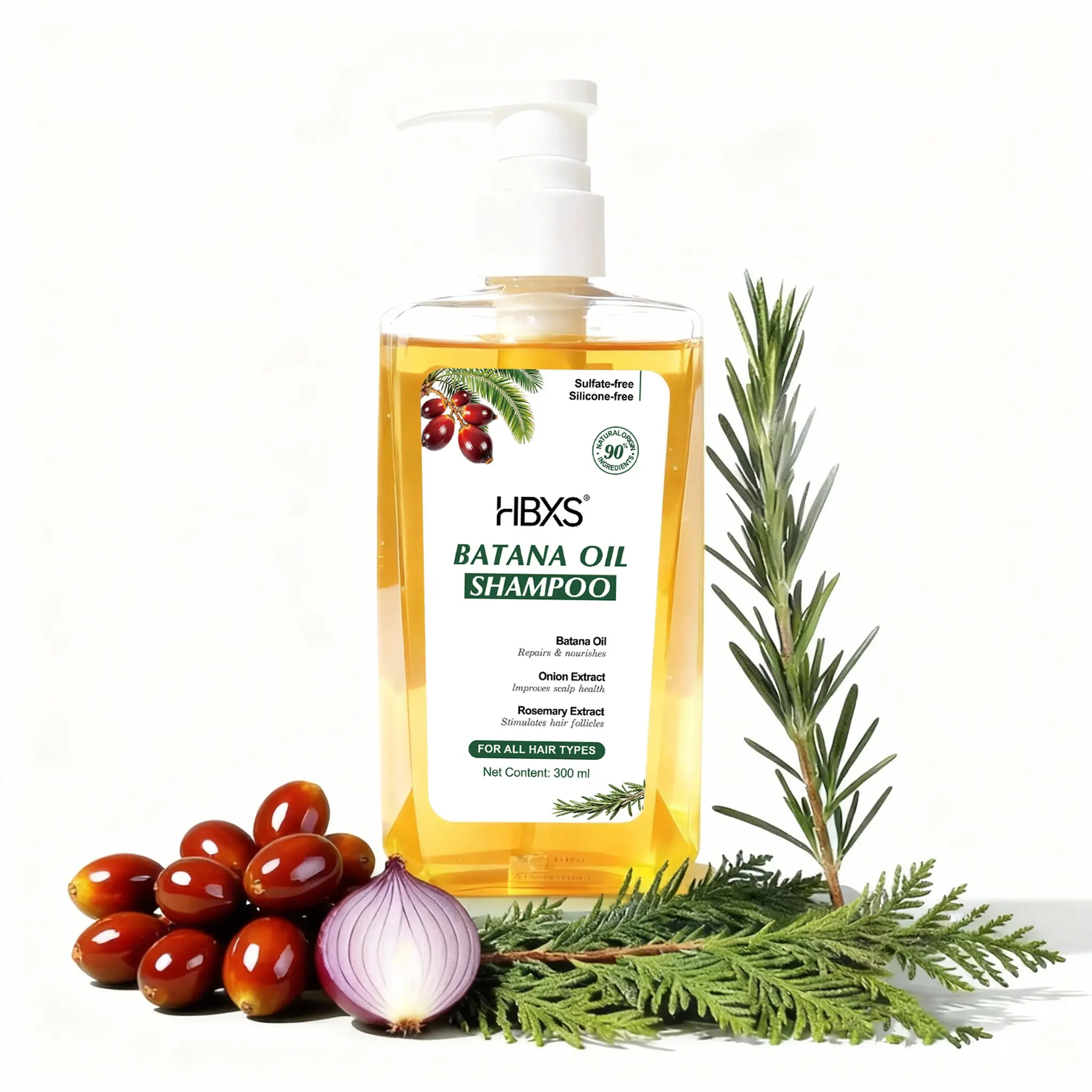 HBXS Batana Oil Shampoo - For Hair Growth & Reduction of Hair Loss - Rosemary Shampoo with Natural Vitamins for All Hair Types - Hydrating & Moisturizing - 10.14 fl oz