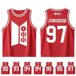 Custom Bangtan Member Basketball Jersey, Arirang World Tour 2026 Red Concert Fan Design with Name and Number Print, Perfect Gift for Army Fans