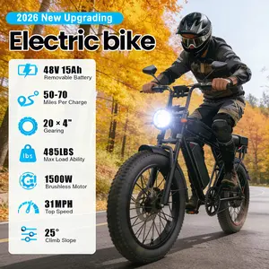 Aairsk X5 Electric ebike Peak Power 1500W Full Suspension Top Speed 31 MPH Range 50-70 Miles 48V 15Ah Removable Battery 2-Seater Design LED Headlights 20-Inch All-Terrain Fat Tires UL 2849 Certified ebike