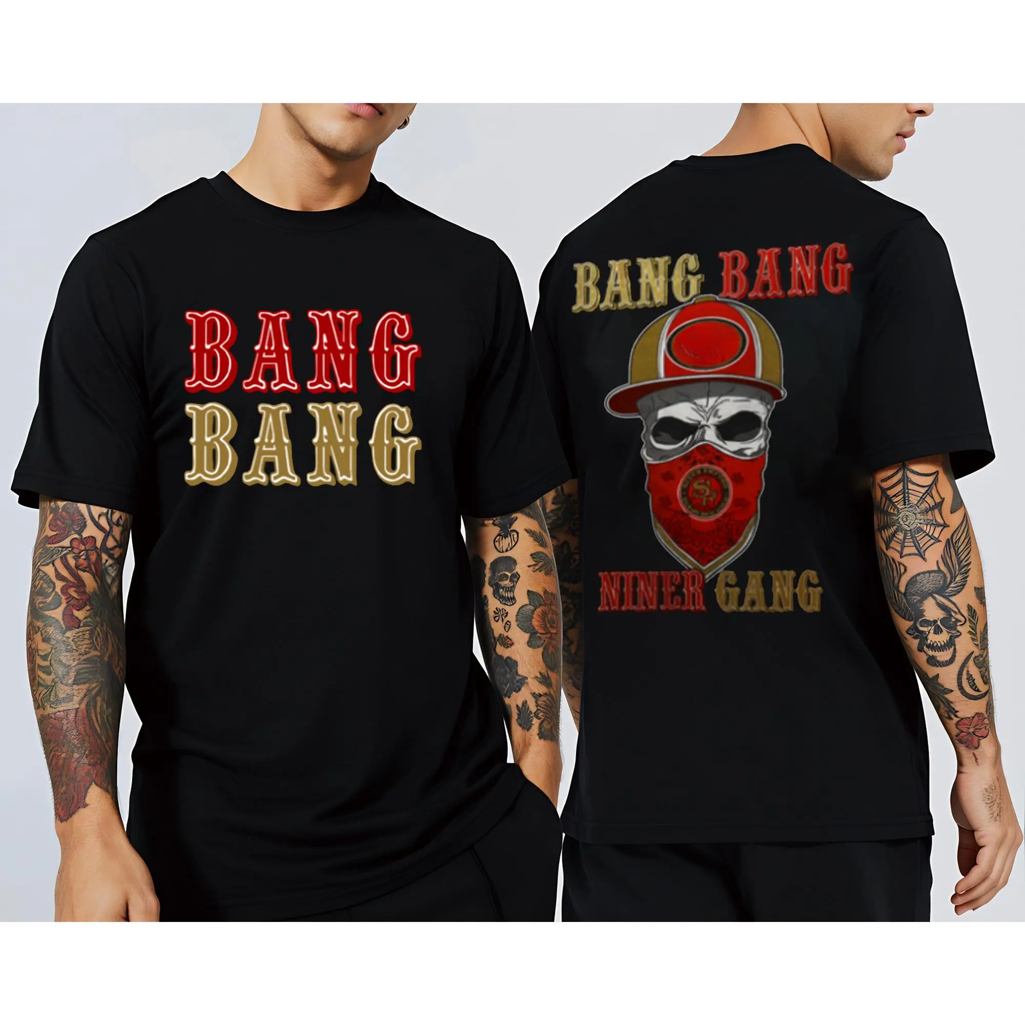 Double-Sided BANG BANG NINER GANG Tee, Perfect Game Day Gift for 49ers Fans!