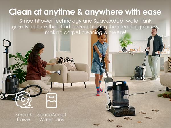 Tineco CARPET ONE Cruiser Smart Carpet Cleaner with Self-Cleaning FlashDry Technology 167℉ PowerDry 130W Suction for Deep Cleaning of Carpets & Upholstery