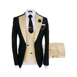 Mens Suits Retro 3 Piece Slim Fit Suit for Men Wedding Double Breasted Prom Tuxedo for Men Formal Dinner Party Business Suit